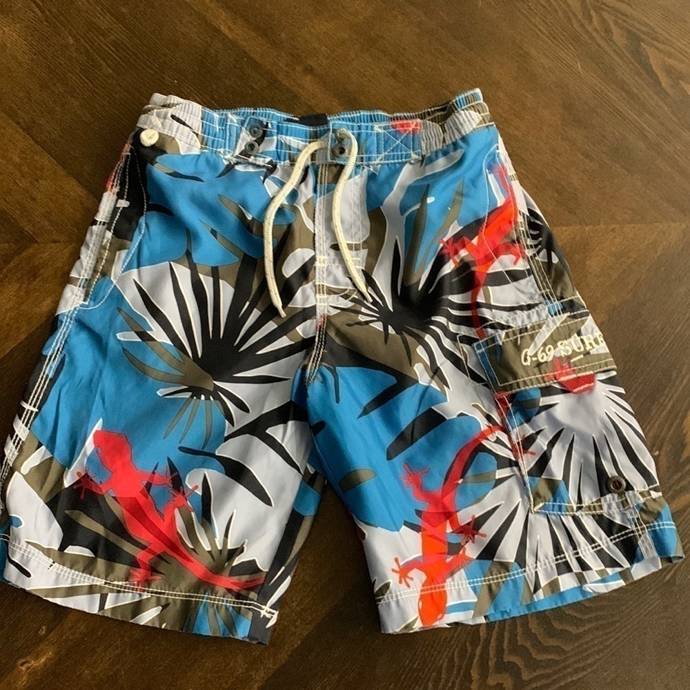 Boys Gap Gap Vintage Gecko Palm Swim Shorts Youth M Y2k